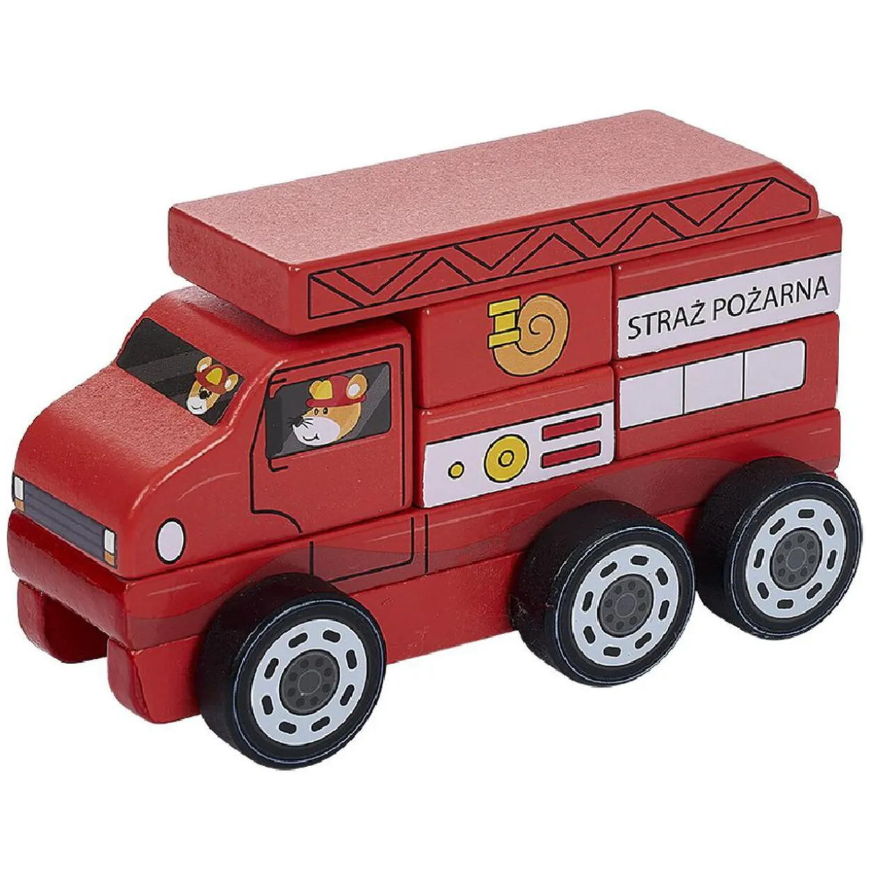 Véhicule à assembler en bois certifié FSC® x2 - camion de pompier et de poubelle