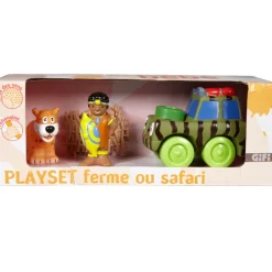 Véhicule et figurine ferme ou savane