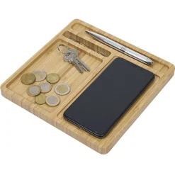 Vide poche en bambou avec chargeur à induction