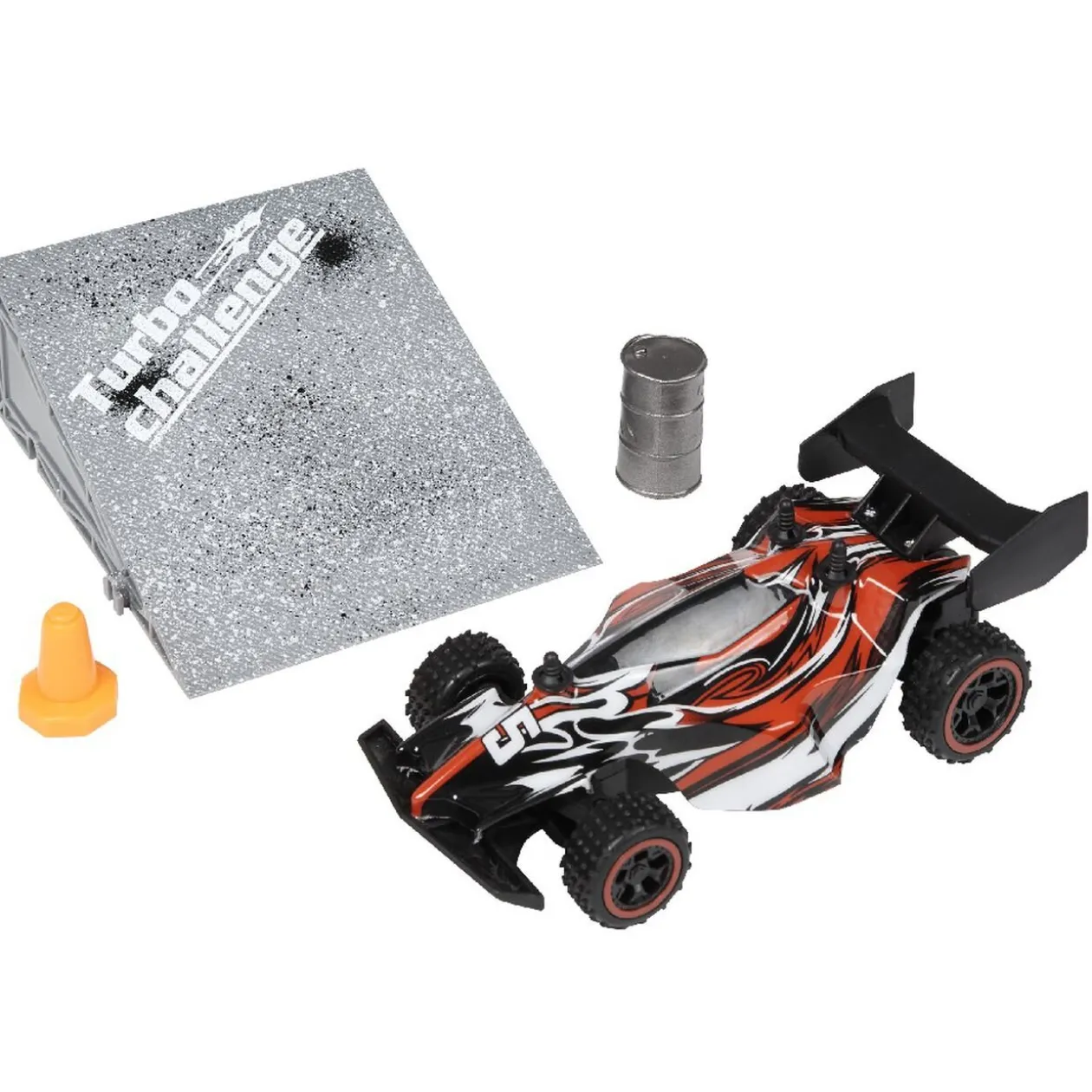 Voiture télécommandée avec tremplin et accessoires