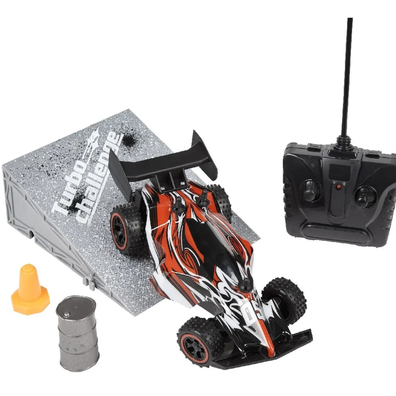 Voiture télécommandée avec tremplin et accessoires