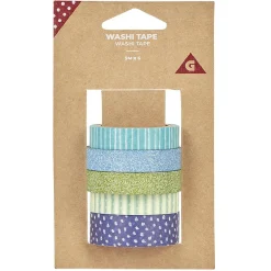 Washi tape x6 bleu et vert 5m