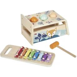 Xylophone avec jeu à marteler 2 en 1 en bois
